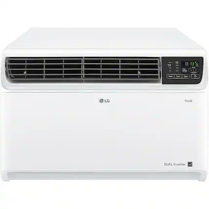 Front. LG - 18,000 BTU 1,000 Sq. Ft. 230V Smart Window Air Conditioner - White.