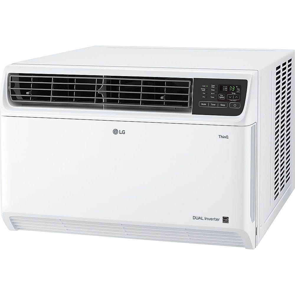 Left. LG - 18,000 BTU 1,000 Sq. Ft. 230V Smart Window Air Conditioner - White.
