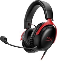 HyperX - Cloud III Wired Gaming Headset for PC, PS5, PS4, Xbox Series X|S, Xbox One, Nintendo Switch, and Mobile - Black/Red - Front_Zoom