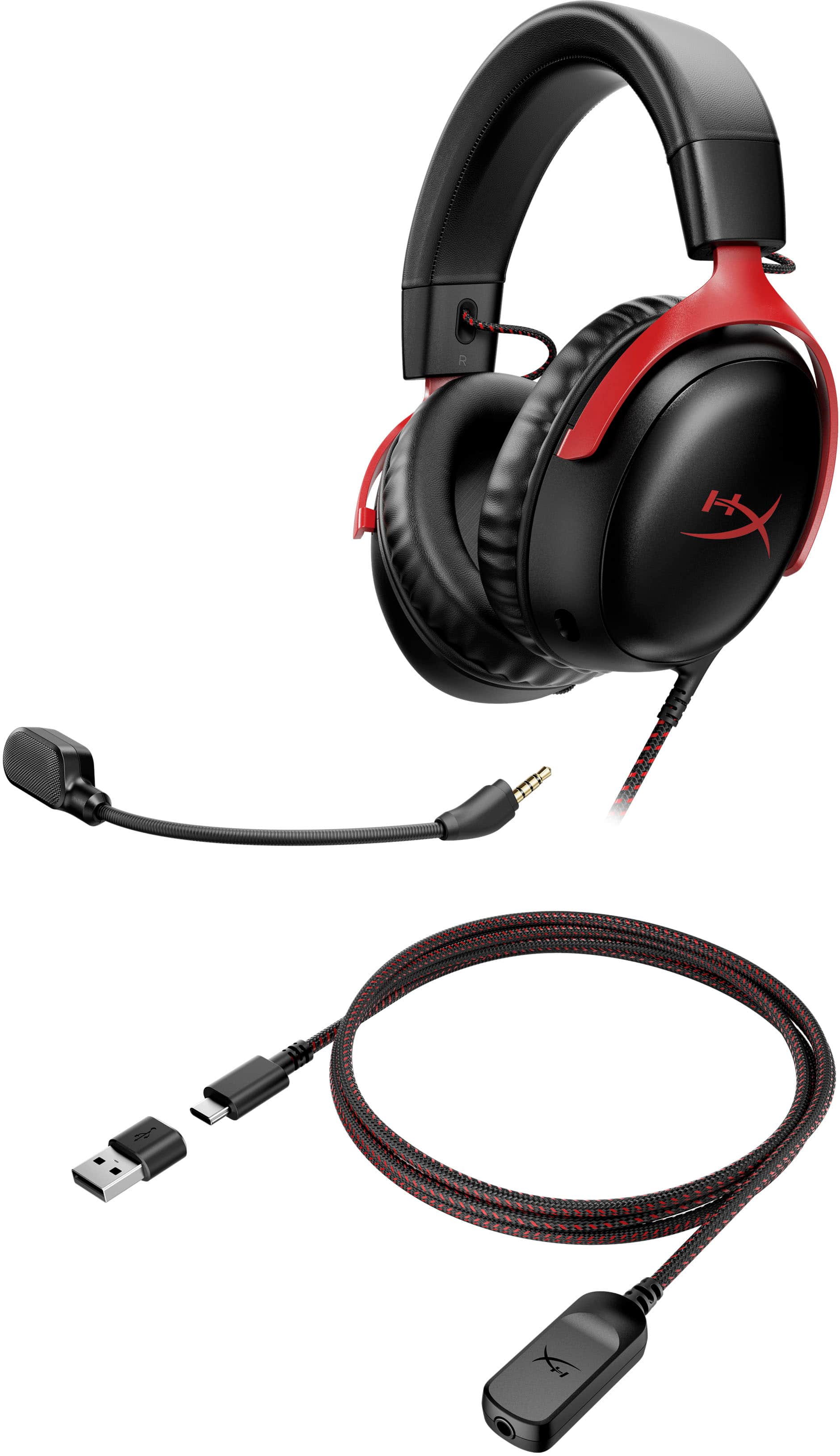 Alt View 14. HyperX - Cloud III Wired Gaming Headset for PC, PS5, PS4, Xbox Series X|S, Xbox One, Nintendo Switch, and Mobile - Black/Red.