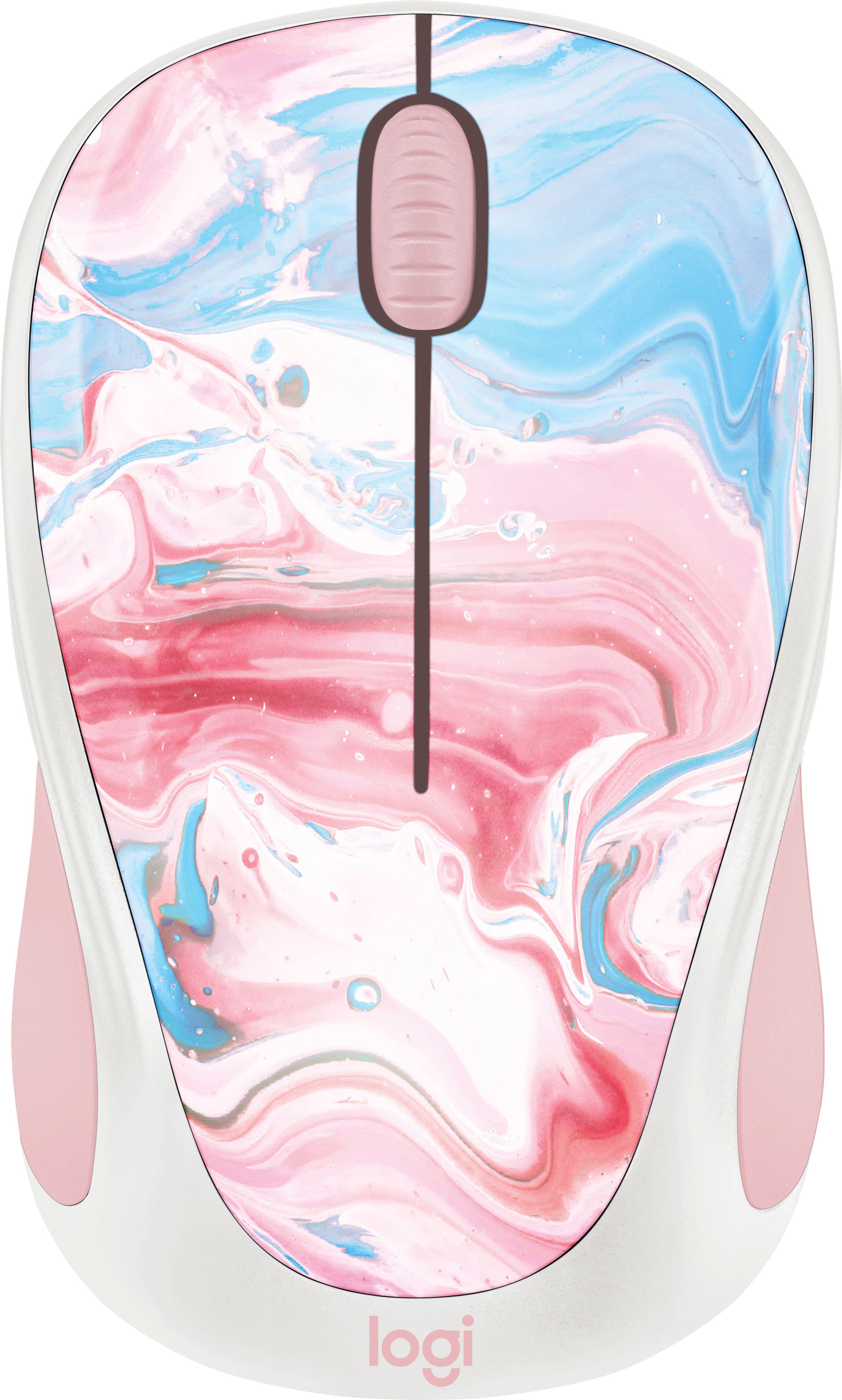 Front. Logitech - Design Collection Limited Edition Wireless 3-button Ambidextrous Mouse with Colorful Designs - Cotton Candy.