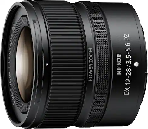 Front. Nikon - NIKKOR Z DX 12-28mm f/3.5-5.6 PZ VR Ultra Wide Angle Zoom for Z Series Mirrorless Cameras - Black.