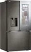 Angle. LG - Counter-Depth MAX 25.5 Cu. Ft. French Door-in-Door Smart Refrigerator with Mirror InstaView - Printproof Black Stainless Steel.