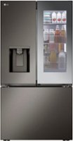 LG - 25.5 Cu. Ft. Counter-Depth MAX French Door-in-Door Smart Refrigerator with Mirror InstaView - Black Stainless Steel - Front_Zoom