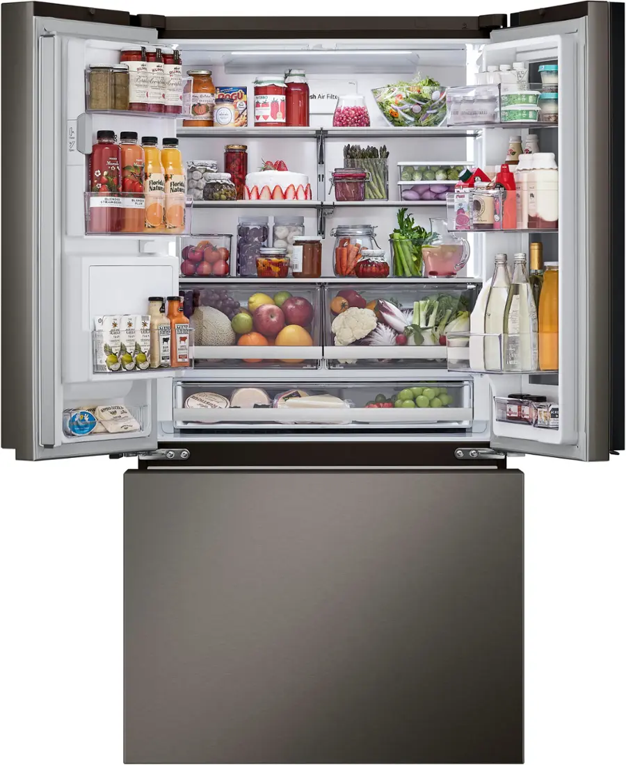 Alt View 12. LG - Counter-Depth MAX 25.5 Cu. Ft. French Door-in-Door Smart Refrigerator with Mirror InstaView - Printproof Black Stainless Steel.