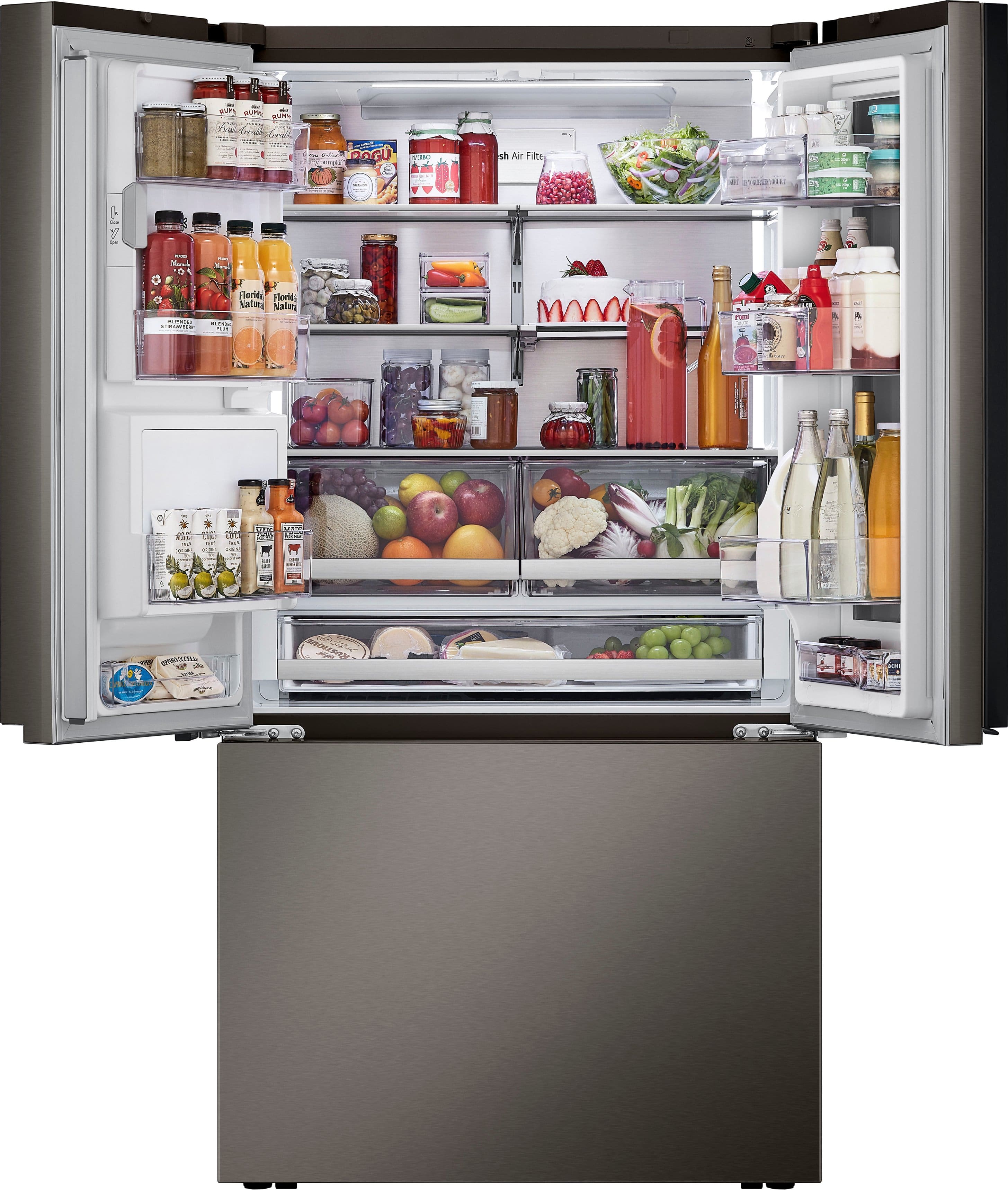 Alt View 13. LG - Counter-Depth MAX 25.5 Cu. Ft. French Door-in-Door Smart Refrigerator with Mirror InstaView - Printproof Black Stainless Steel.