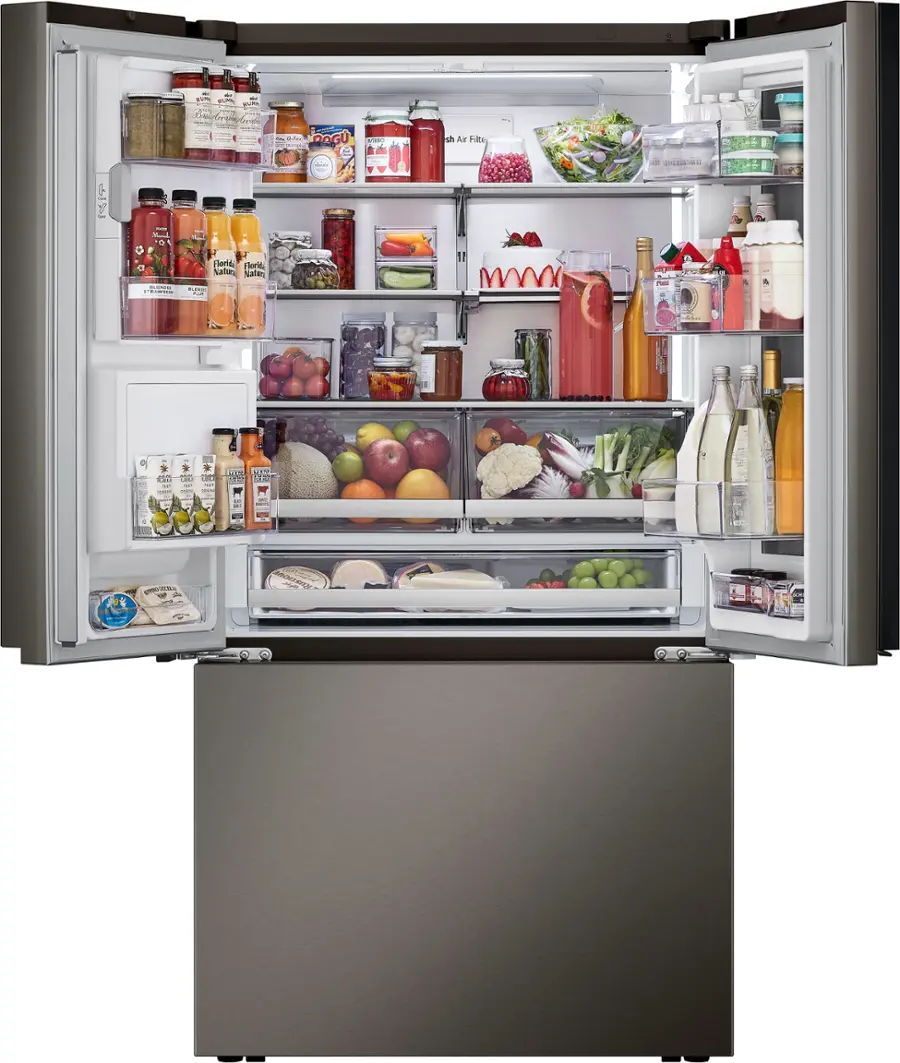 Alt View 13. LG - Counter-Depth MAX 25.5 Cu. Ft. French Door-in-Door Smart Refrigerator with Mirror InstaView - Printproof Black Stainless Steel.