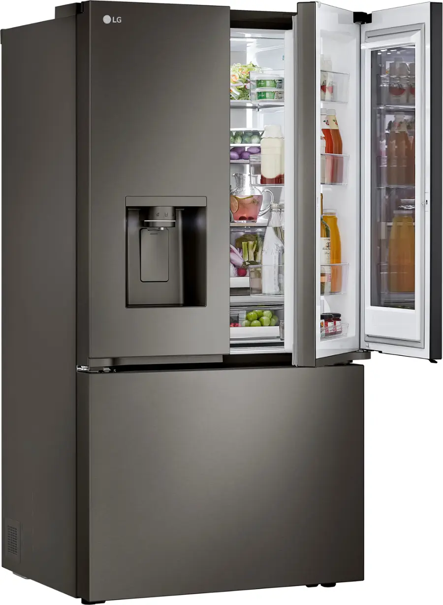 Alt View 15. LG - Counter-Depth MAX 25.5 Cu. Ft. French Door-in-Door Smart Refrigerator with Mirror InstaView - Printproof Black Stainless Steel.