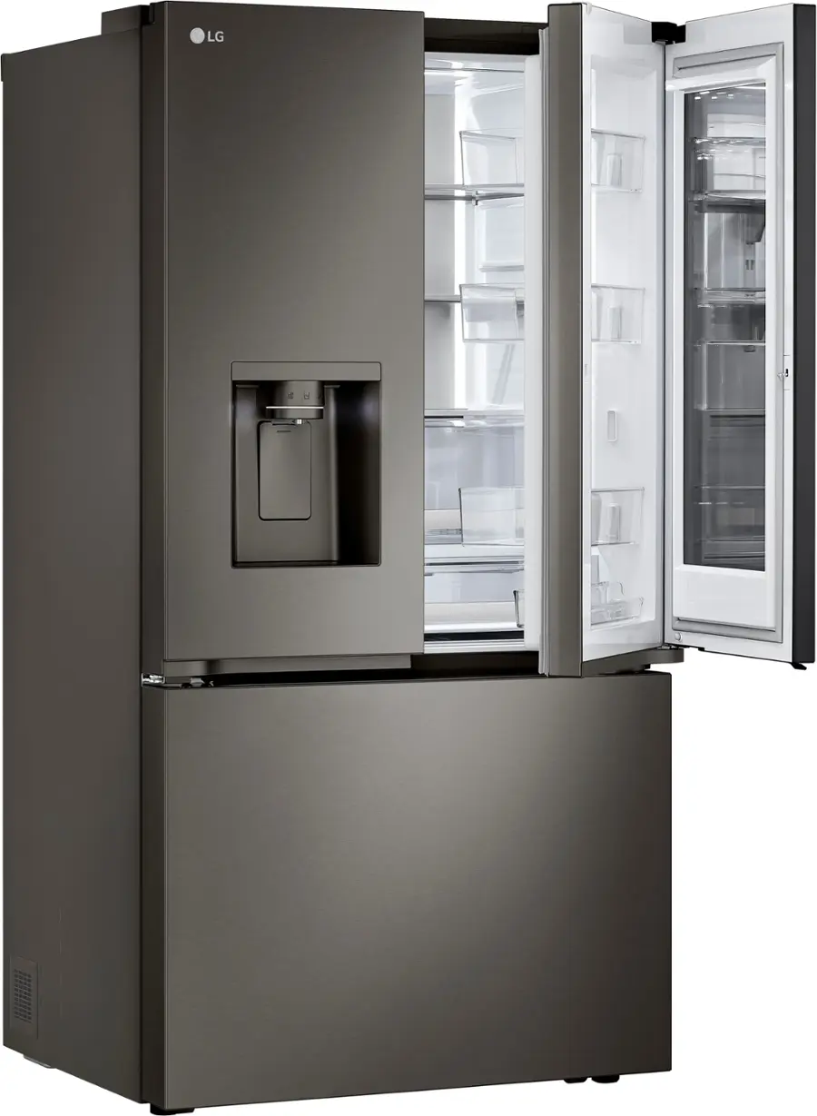 Alt View 16. LG - Counter-Depth MAX 25.5 Cu. Ft. French Door-in-Door Smart Refrigerator with Mirror InstaView - Printproof Black Stainless Steel.