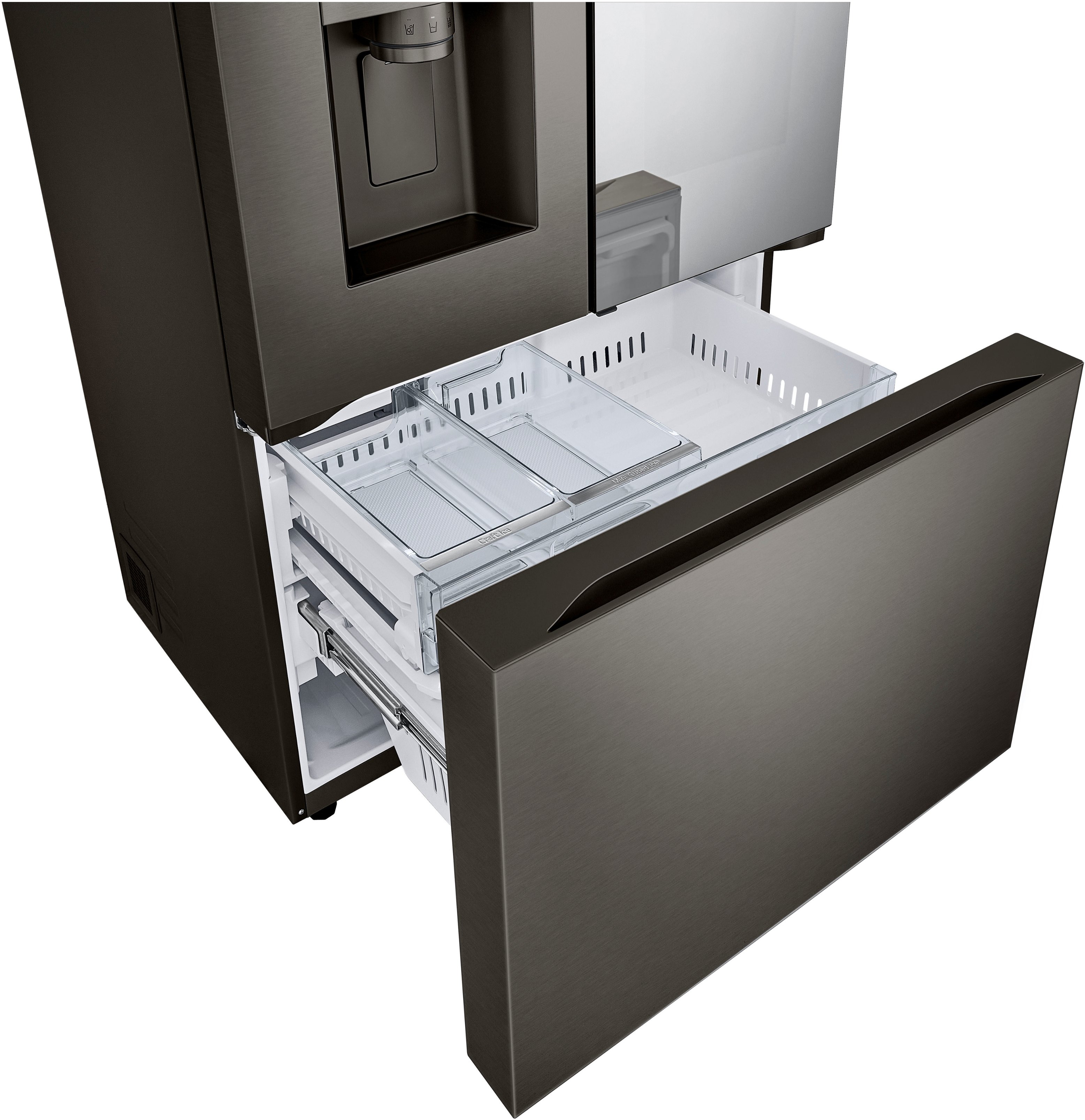 Alt View 18. LG - Counter-Depth MAX 25.5 Cu. Ft. French Door-in-Door Smart Refrigerator with Mirror InstaView - Printproof Black Stainless Steel.