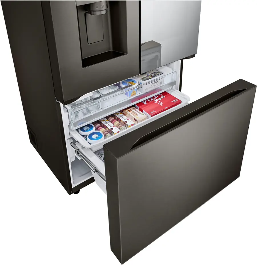 Alt View 19. LG - Counter-Depth MAX 25.5 Cu. Ft. French Door-in-Door Smart Refrigerator with Mirror InstaView - Printproof Black Stainless Steel.