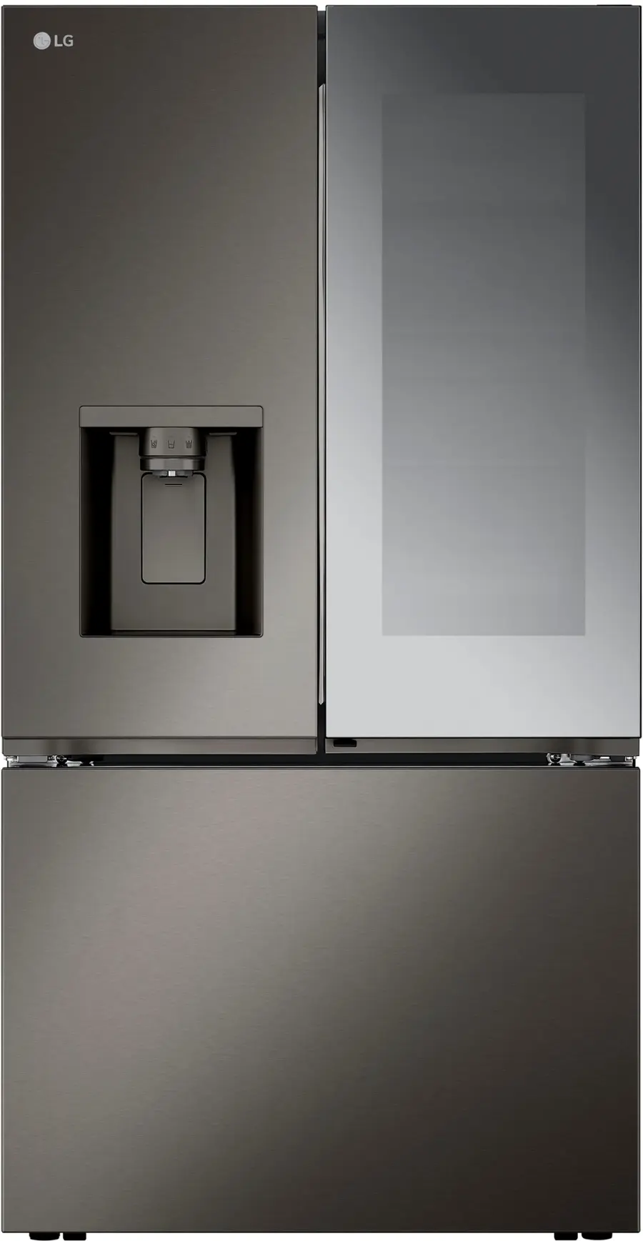 Alt View 2. LG - Counter-Depth MAX 25.5 Cu. Ft. French Door-in-Door Smart Refrigerator with Mirror InstaView - Printproof Black Stainless Steel.