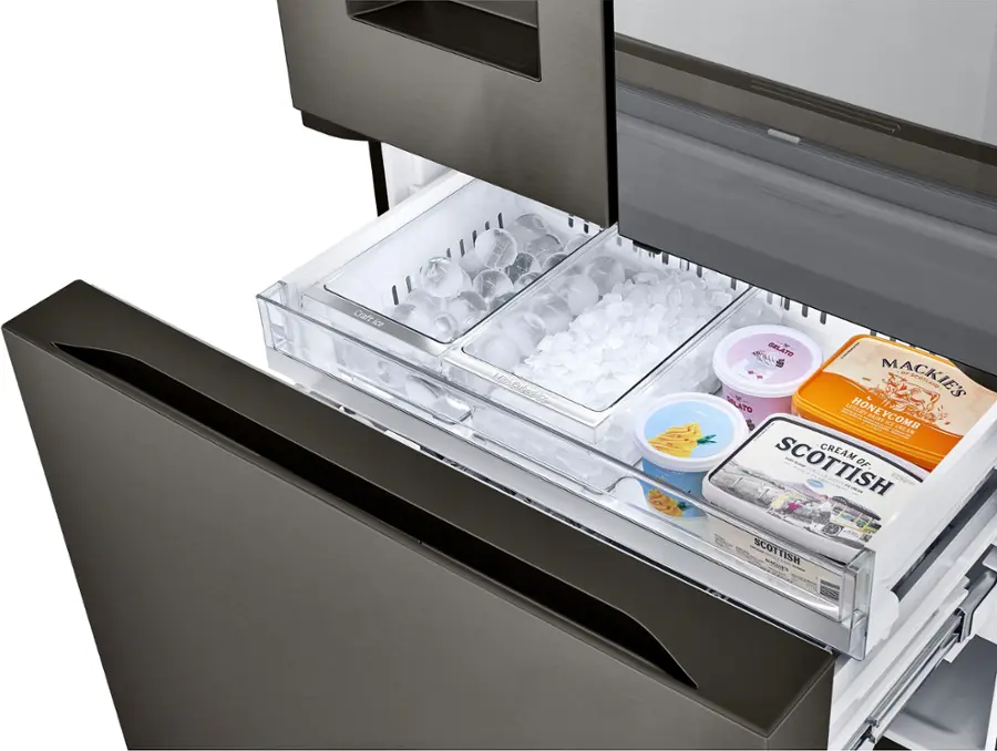 Alt View 22. LG - Counter-Depth MAX 25.5 Cu. Ft. French Door-in-Door Smart Refrigerator with Mirror InstaView - Printproof Black Stainless Steel.