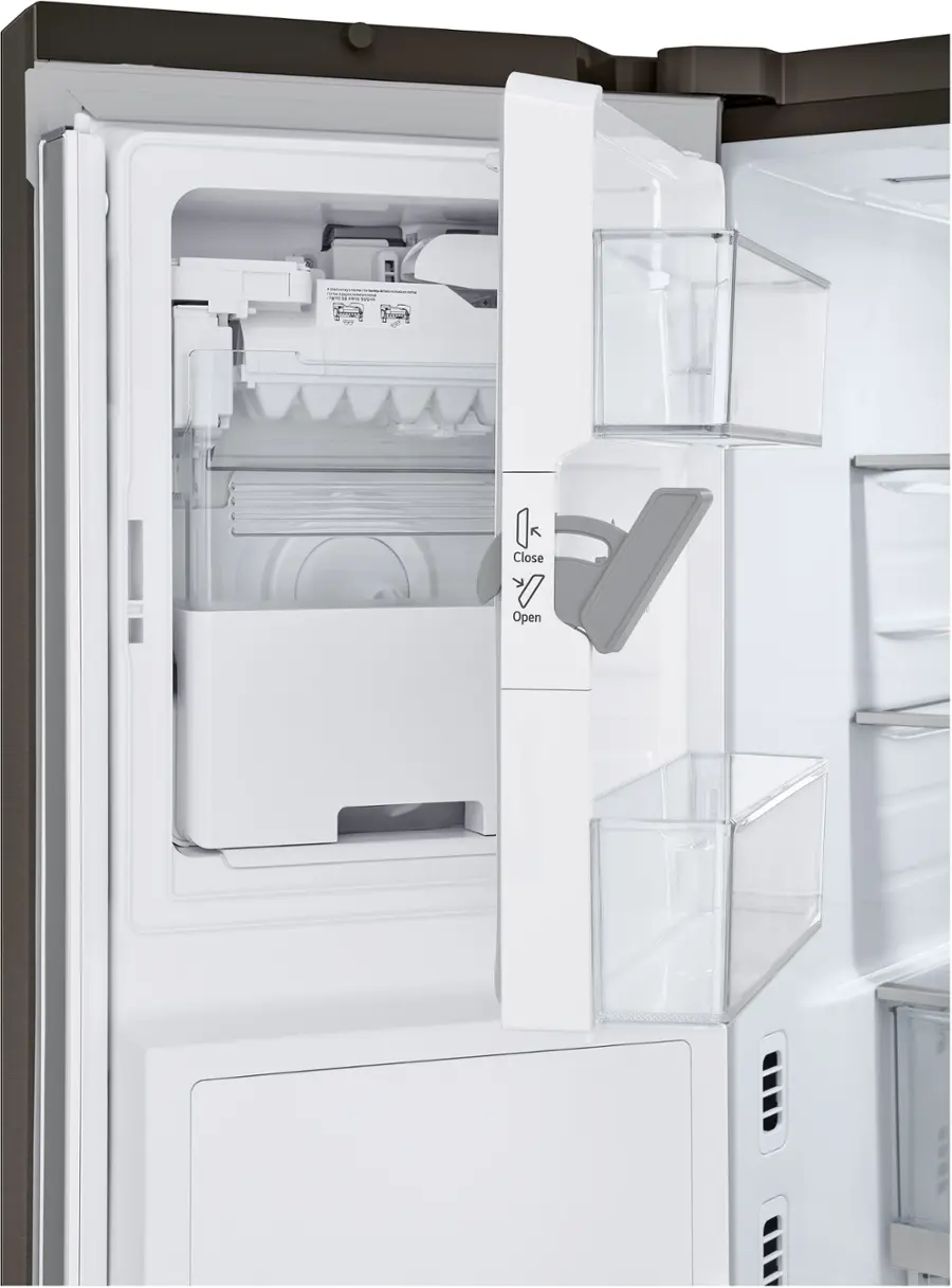 Alt View 24. LG - Counter-Depth MAX 25.5 Cu. Ft. French Door-in-Door Smart Refrigerator with Mirror InstaView - Printproof Black Stainless Steel.