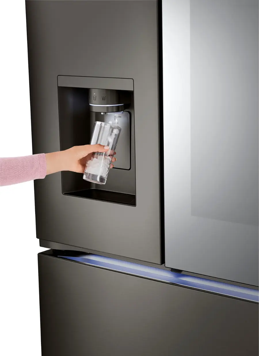 Alt View 28. LG - Counter-Depth MAX 25.5 Cu. Ft. French Door-in-Door Smart Refrigerator with Mirror InstaView - Printproof Black Stainless Steel.