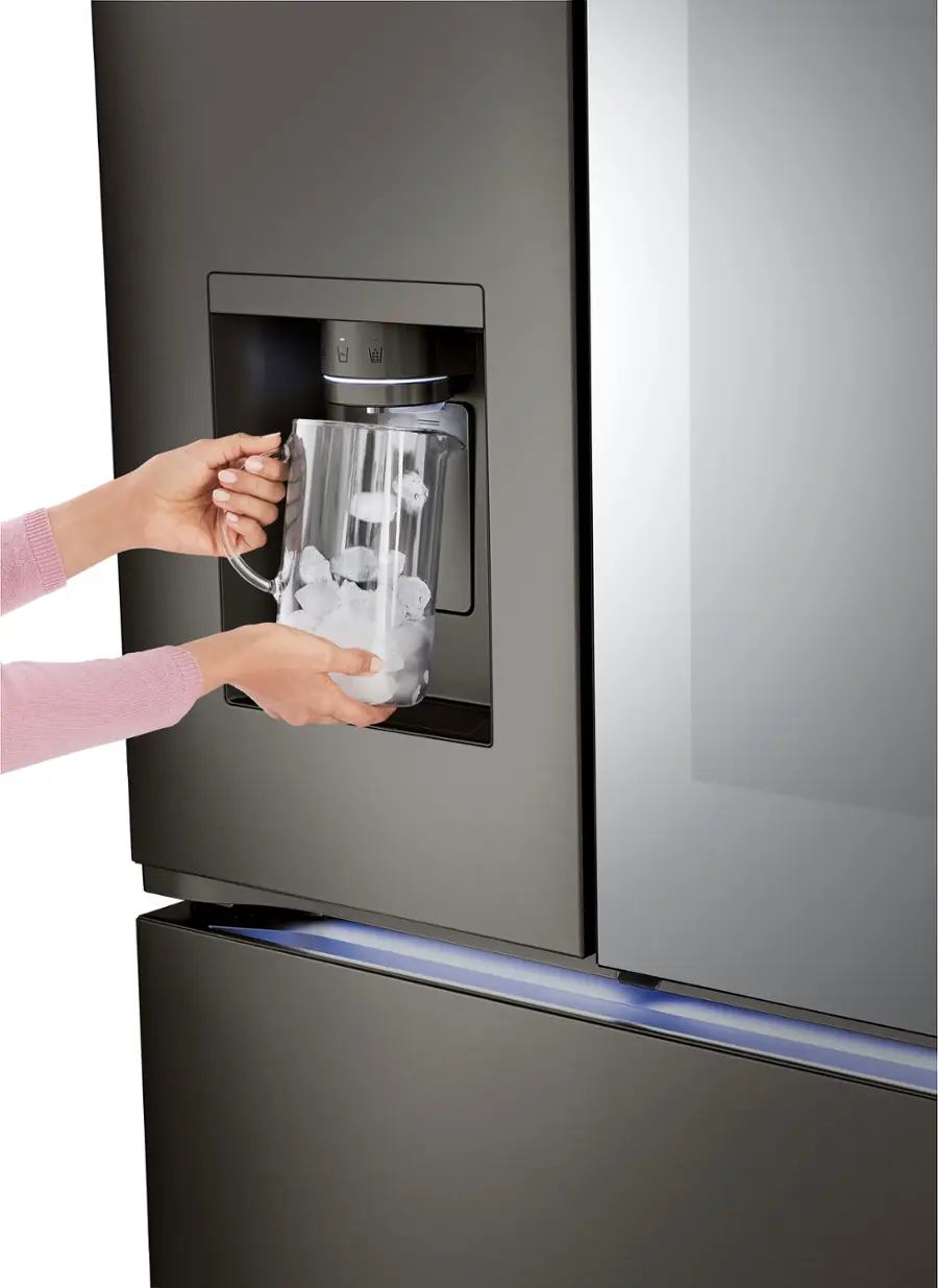 Alt View 29. LG - Counter-Depth MAX 25.5 Cu. Ft. French Door-in-Door Smart Refrigerator with Mirror InstaView - Printproof Black Stainless Steel.