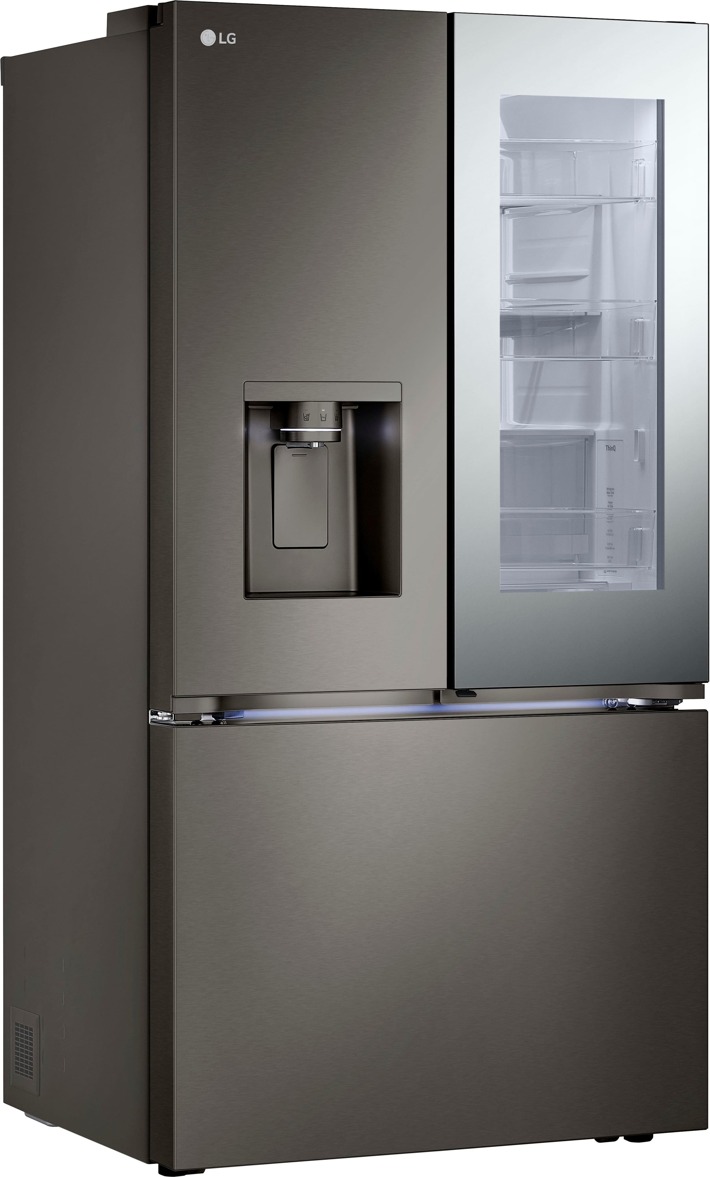 Alt View 3. LG - Counter-Depth MAX 25.5 Cu. Ft. French Door-in-Door Smart Refrigerator with Mirror InstaView - Printproof Black Stainless Steel.