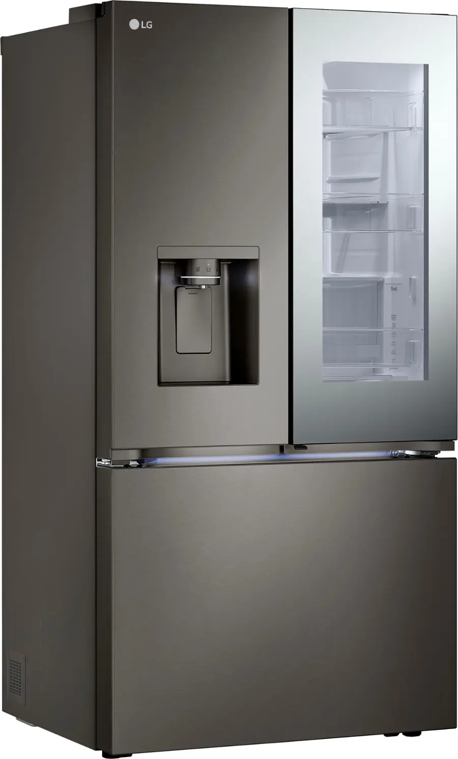 Alt View 3. LG - Counter-Depth MAX 25.5 Cu. Ft. French Door-in-Door Smart Refrigerator with Mirror InstaView - Printproof Black Stainless Steel.