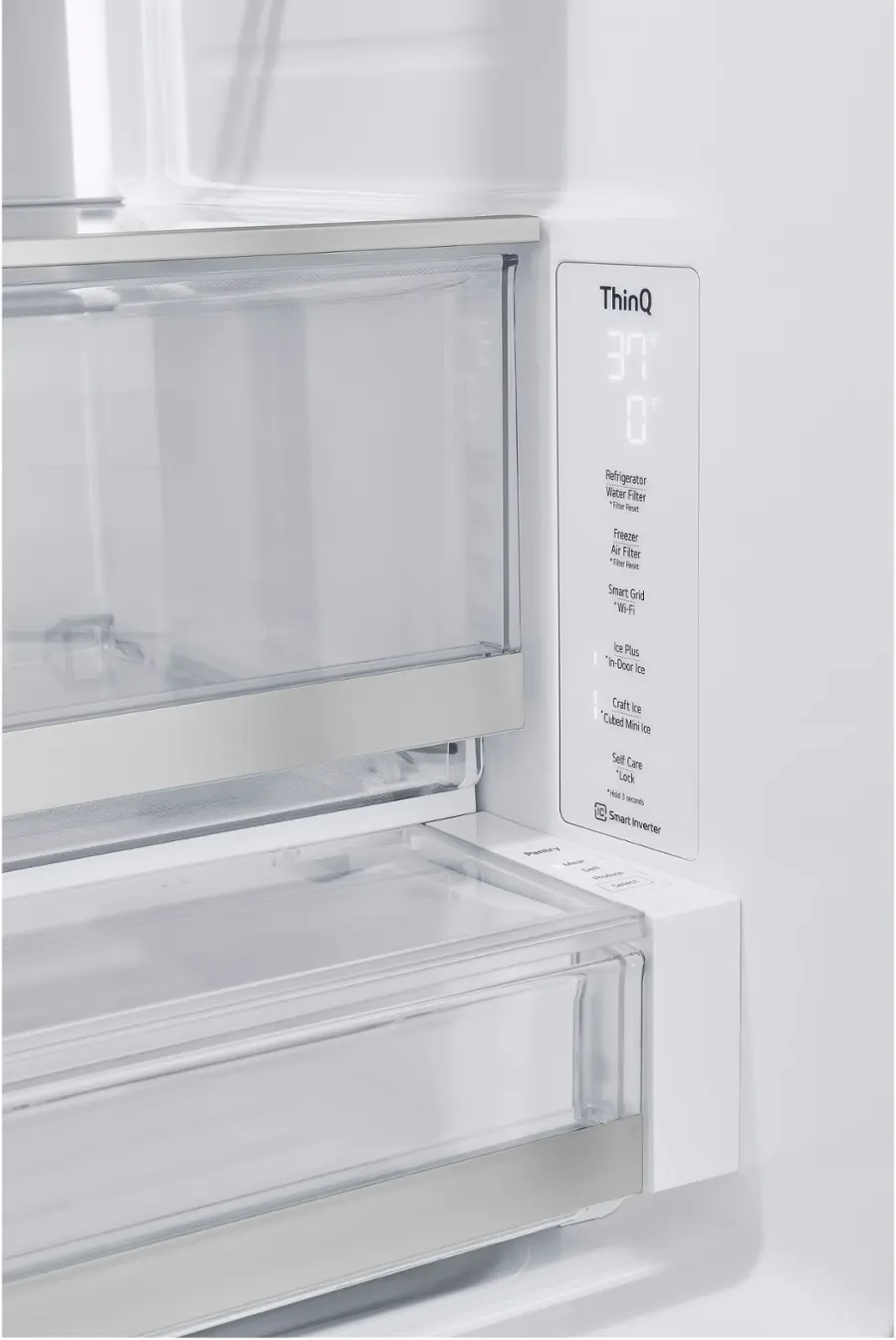 Alt View 35. LG - Counter-Depth MAX 25.5 Cu. Ft. French Door-in-Door Smart Refrigerator with Mirror InstaView - Printproof Black Stainless Steel.