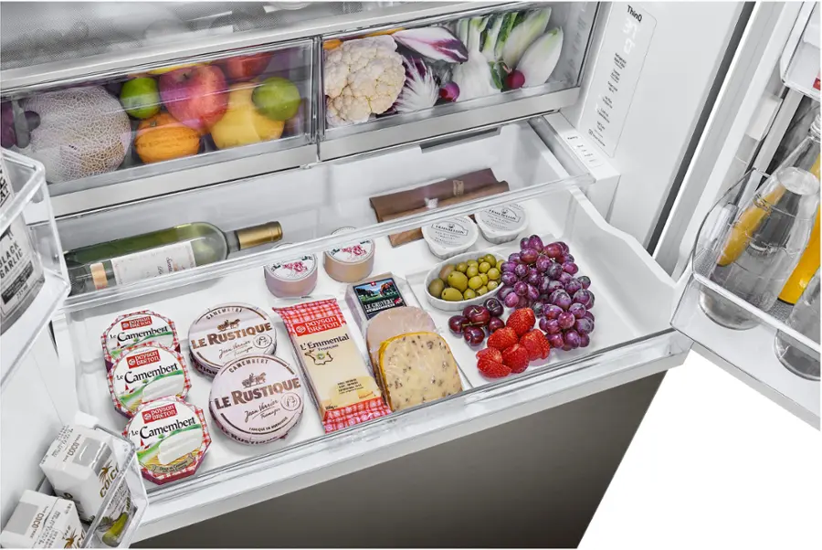 Alt View 37. LG - Counter-Depth MAX 25.5 Cu. Ft. French Door-in-Door Smart Refrigerator with Mirror InstaView - Printproof Black Stainless Steel.