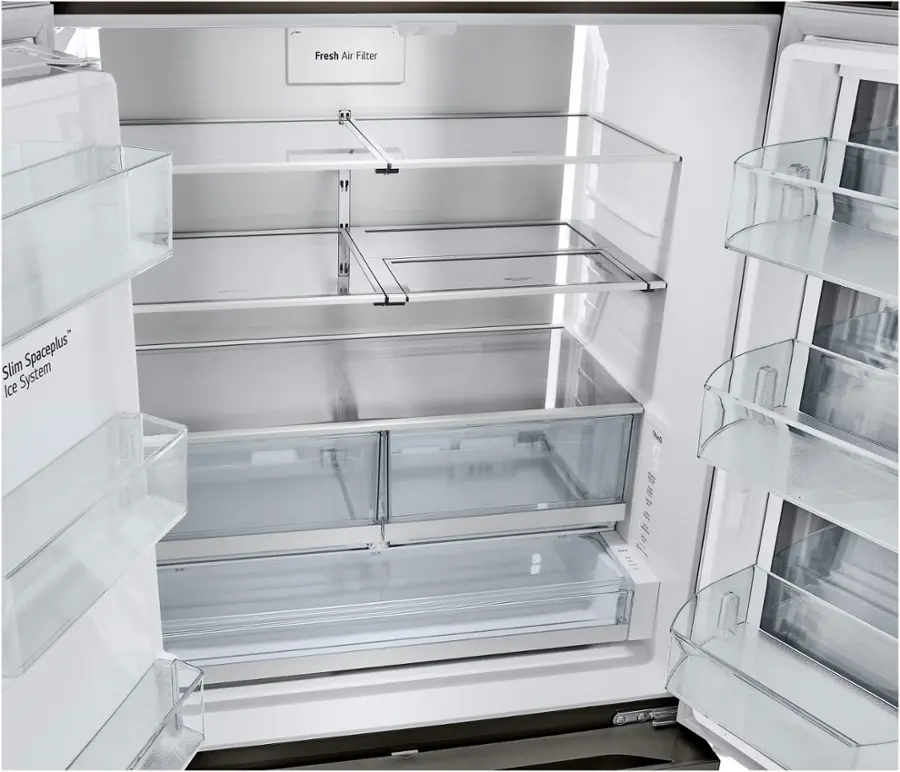 Alt View 38. LG - Counter-Depth MAX 25.5 Cu. Ft. French Door-in-Door Smart Refrigerator with Mirror InstaView - Printproof Black Stainless Steel.