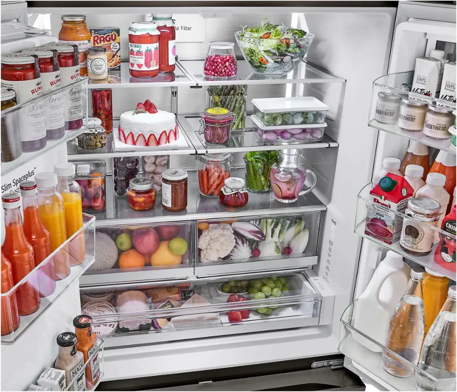 Alt View 39. LG - Counter-Depth MAX 25.5 Cu. Ft. French Door-in-Door Smart Refrigerator with Mirror InstaView - Printproof Black Stainless Steel.
