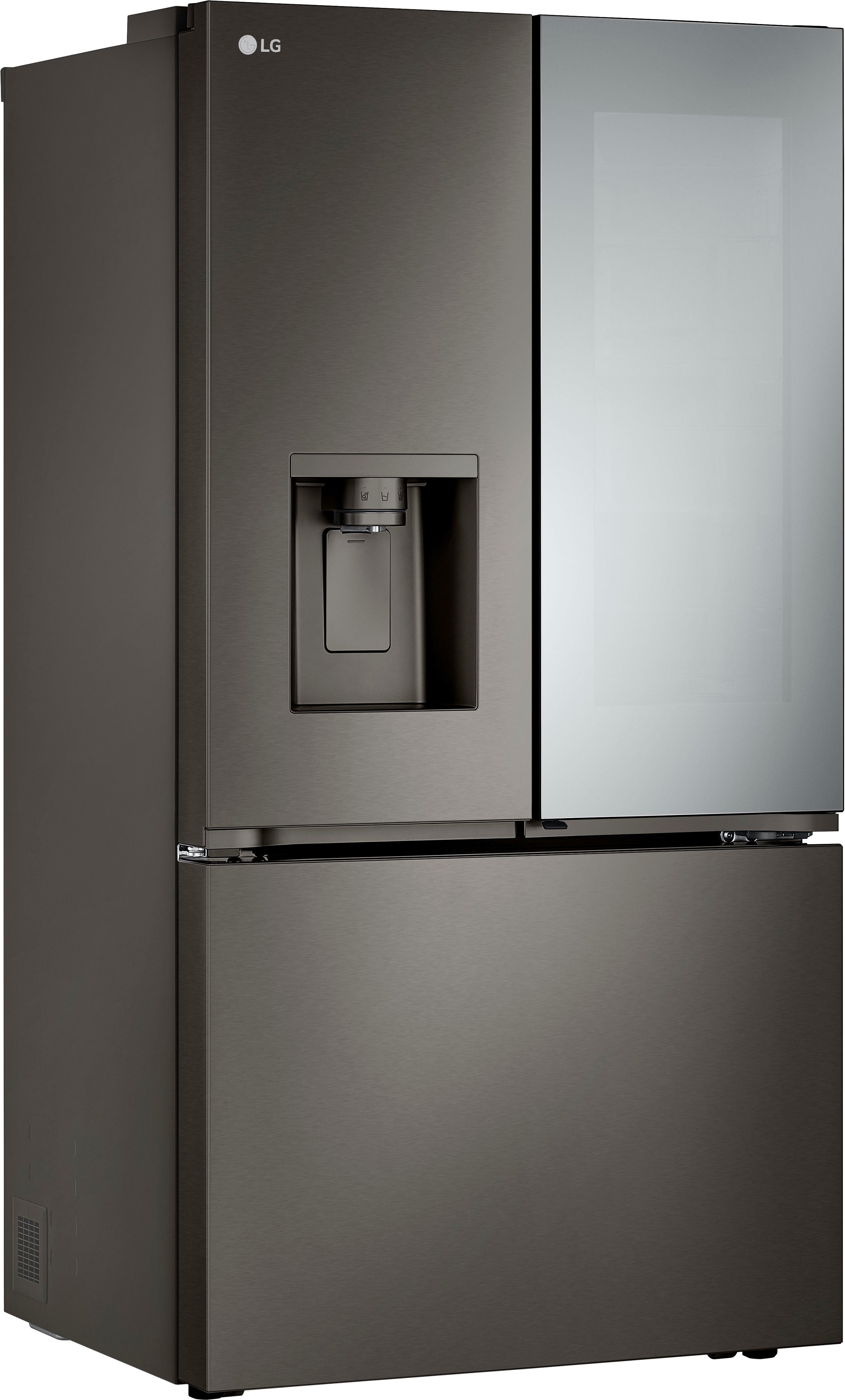 Alt View 4. LG - Counter-Depth MAX 25.5 Cu. Ft. French Door-in-Door Smart Refrigerator with Mirror InstaView - Printproof Black Stainless Steel.