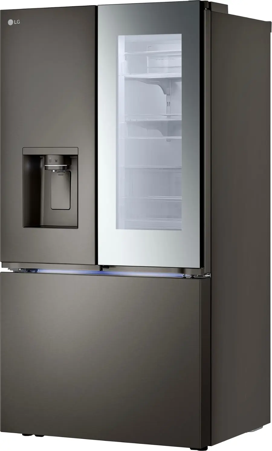 Alt View 5. LG - Counter-Depth MAX 25.5 Cu. Ft. French Door-in-Door Smart Refrigerator with Mirror InstaView - Printproof Black Stainless Steel.