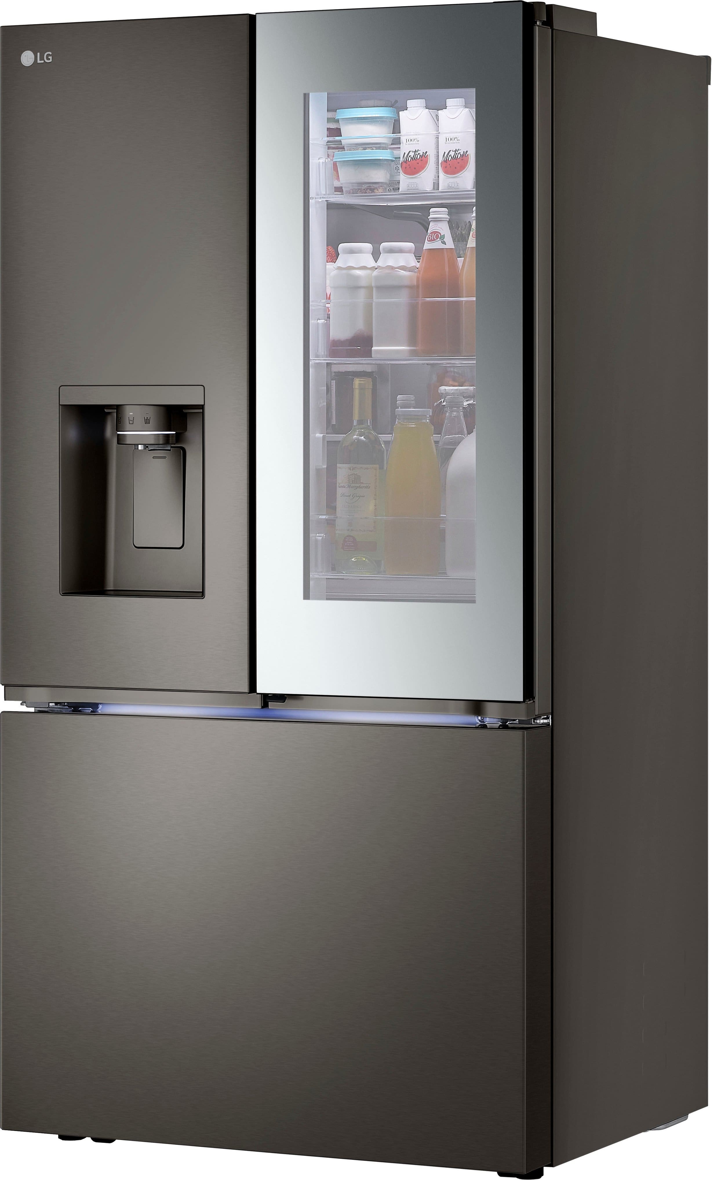 Alt View 1. LG - Counter-Depth MAX 25.5 Cu. Ft. French Door-in-Door Smart Refrigerator with Mirror InstaView - Printproof Black Stainless Steel.