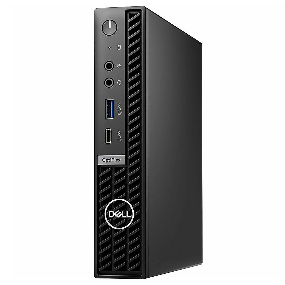 Left View: Dell - OptiPlex 7000 Desktop - Intel Core i7-13700T - 16GB Memory - 512GB SSD - Black