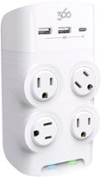 360 Electrical - Revolve45, 4 Rotating Outlets/2 USB-A and 1 USB-C 1080 Joules Surge Protector - White - Front_Zoom