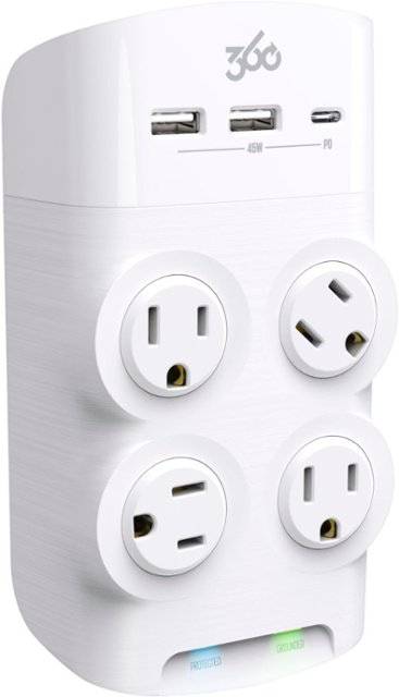 360 Electrical Revolve45, 4 Rotating Outlets/2 USB-A and 1 USB-C 1080  Joules Surge Protector White 3E0771-WHT6NA - Best Buy