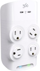 360 Electrical - Revolve60, 4 Rotating Outlets/ 2 USB-C 1080 Joules Surge Protector - White - Front_Zoom
