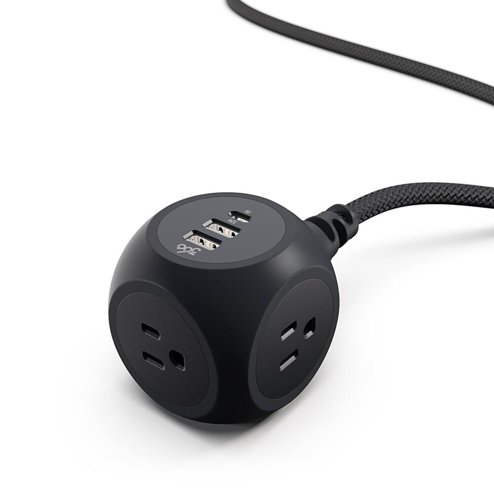 Alt View 12. 360 Electrical - Powerball32 3-Outlet/3-USB Power Strip - Obsidian Black.
