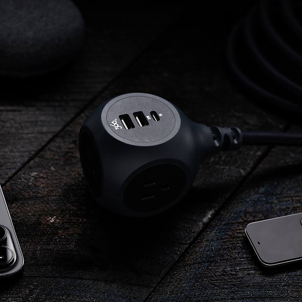 Alt View 14. 360 Electrical - Powerball32 3-Outlet/3-USB Power Strip - Obsidian Black.