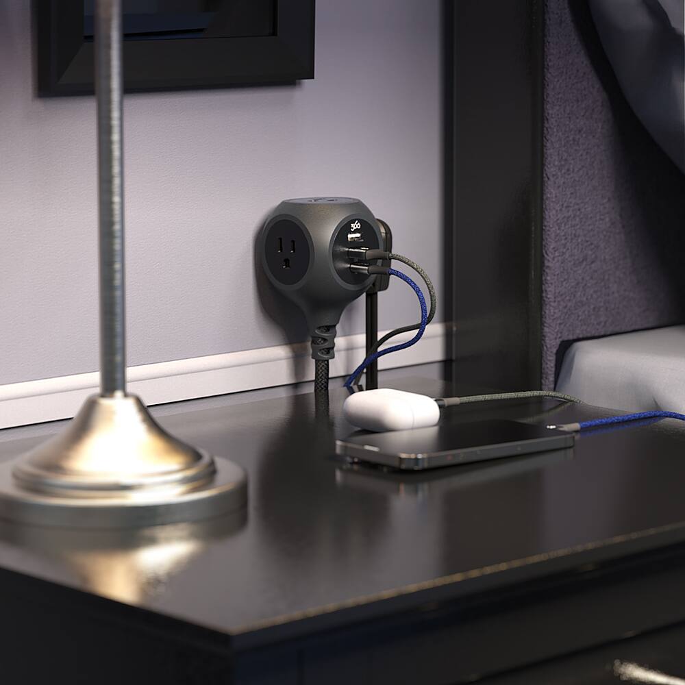 Alt View 16. 360 Electrical - Powerball32 3-Outlet/3-USB Power Strip - Obsidian Black.