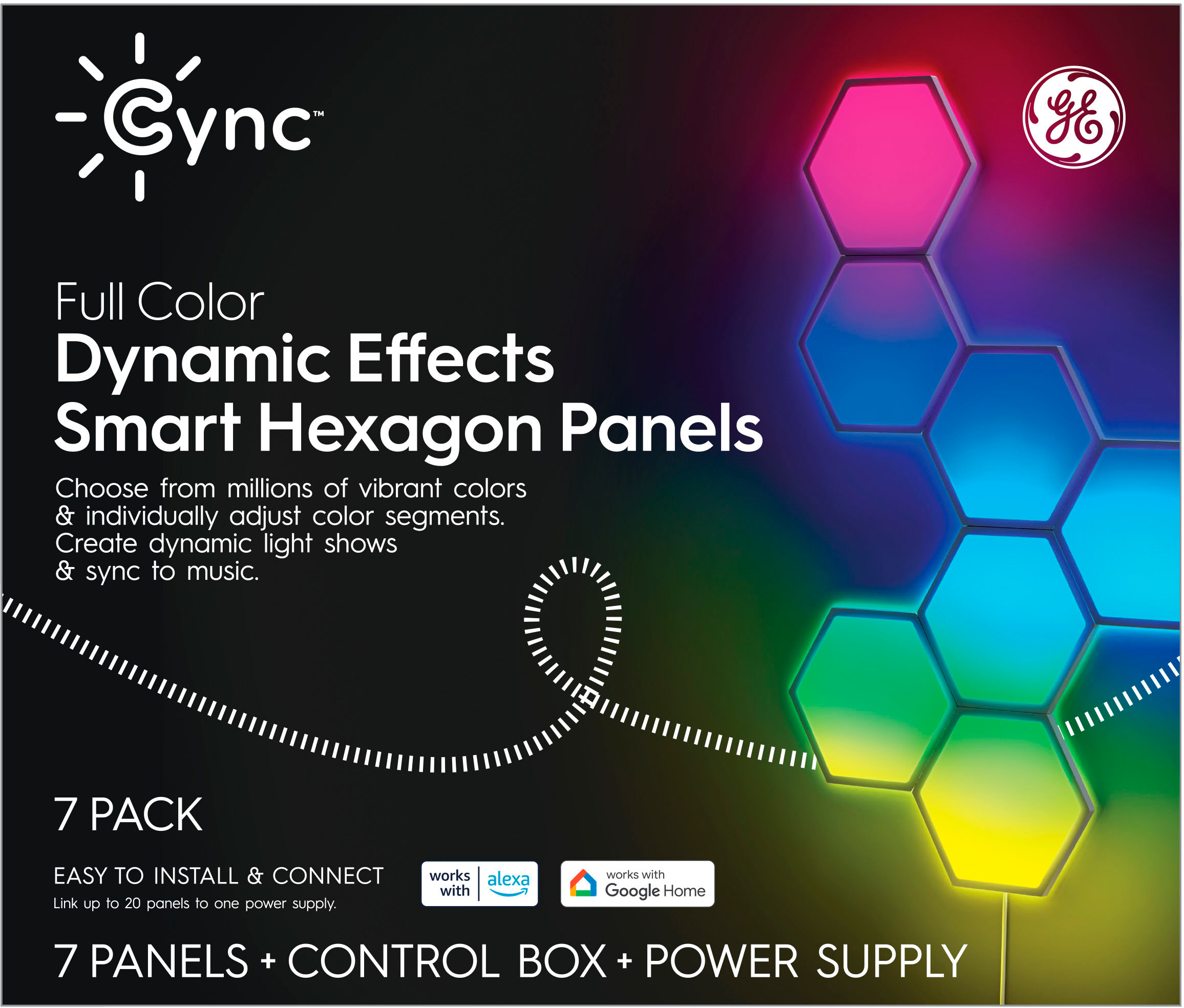 GE - Cync Dynamic Effects Panel Lights, 7pk - Full Color 93130981