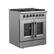 Angle. Forno Appliances - Galiano 4.32 Cu. Ft. Freestanding Dual Fuel Range with French Doors and Convection Oven - Stainless Steel.