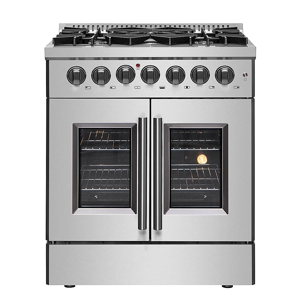 Forno Appliances - Galiano 4.32 Cu. Ft. Freestanding Dual Fuel Range with French Doors and Convection Oven - Stainless Steel - Front_Zoom