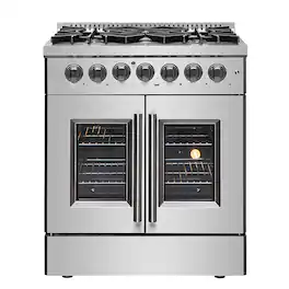 Forno Appliances - Galiano 4.32 Cu. Ft. Freestanding Dual Fuel Range with French Doors and Convection Oven - Stainless Steel