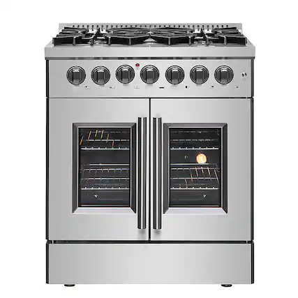 Front. Forno Appliances - Galiano 4.32 Cu. Ft. Freestanding Dual Fuel Range with French Doors and Convection Oven - Stainless Steel.