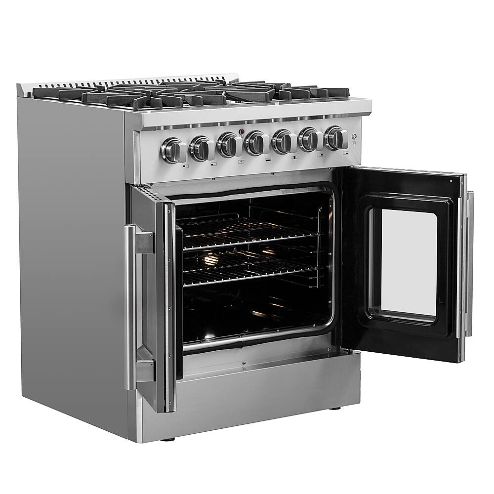 Alt View 2. Forno Appliances - Galiano 4.32 Cu. Ft. Freestanding Dual Fuel Range with French Doors and Convection Oven - Stainless Steel.