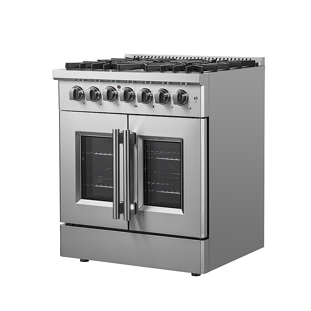 Left View: Forno Appliances - Galiano 4.32 Cu. Ft. Freestanding Dual Fuel Range with French Doors and Convection Oven