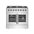 Forno Appliances - 36 in. Wide 6 Burner Galiano 5.36 Cu. Ft. Freestanding Dual Fuel Range with French Doors and Convection Oven - Stainless Steel