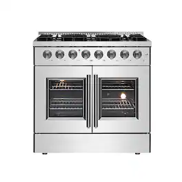 Forno Appliances - Galiano 5.36 Cu. Ft. Freestanding Dual Fuel Range with French Doors and Convection Oven - Stainless Steel