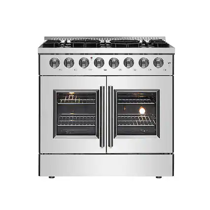 Front. Forno Appliances - Galiano 5.36 Cu. Ft. Freestanding Dual Fuel Range with French Doors and Convection Oven - Stainless Steel.