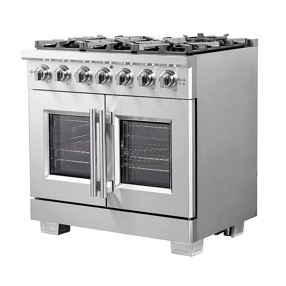 Angle View: Forno Appliances - Capriasca 5.36 Cu. Ft. Freestanding Gas Range with French Doors and LP Conversion