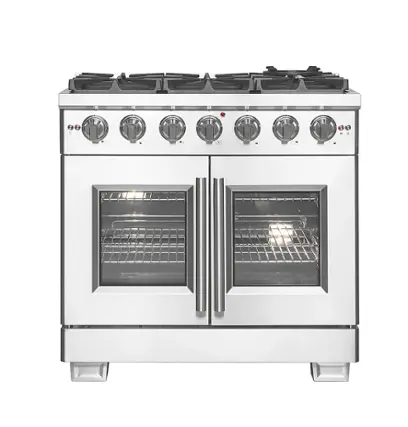 Front. Forno Appliances - Capriasca 5.36 Cu. Ft. Freestanding Gas Range with French Doors and LP Conversion - Silver.