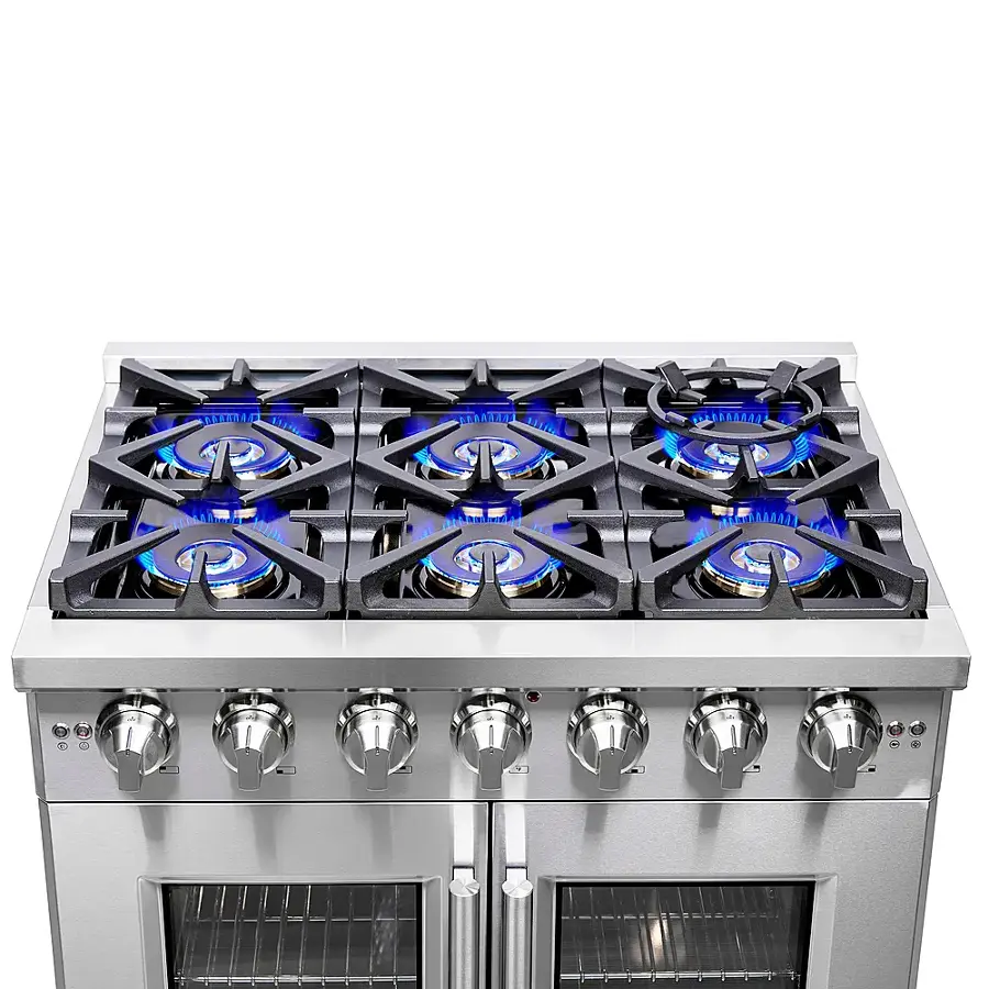 Alt View 12. Forno Appliances - Capriasca 5.36 Cu. Ft. Freestanding Gas Range with French Doors and LP Conversion - Silver.