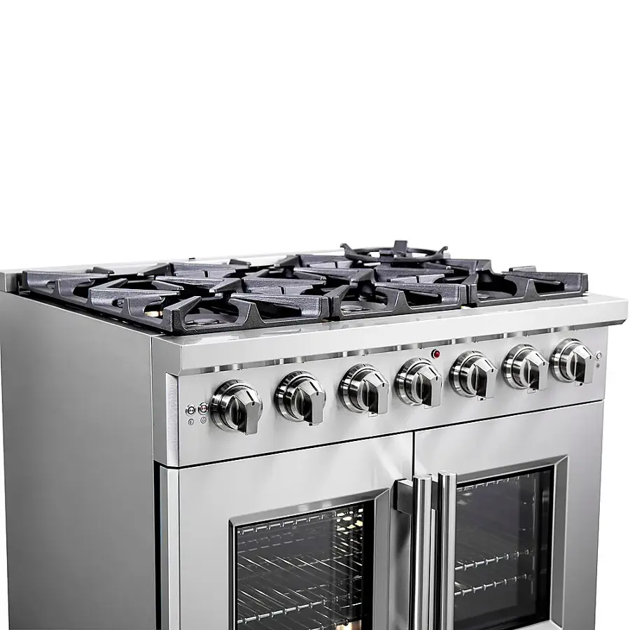 Alt View 13. Forno Appliances - Capriasca 5.36 Cu. Ft. Freestanding Gas Range with French Doors and LP Conversion - Silver.